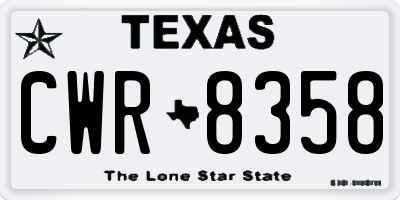 TX license plate CWR8358
