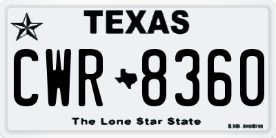 TX license plate CWR8360