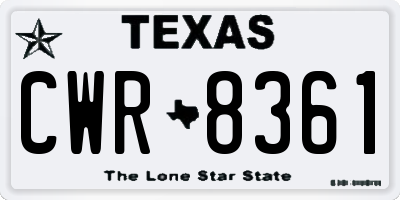 TX license plate CWR8361