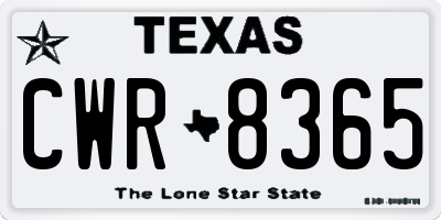 TX license plate CWR8365