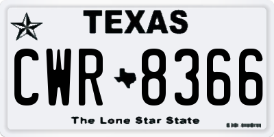 TX license plate CWR8366
