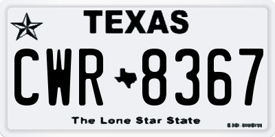 TX license plate CWR8367