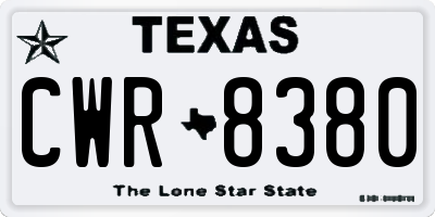 TX license plate CWR8380