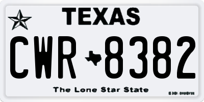 TX license plate CWR8382