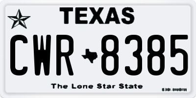 TX license plate CWR8385
