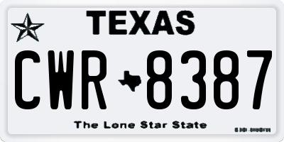 TX license plate CWR8387