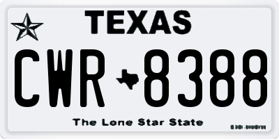 TX license plate CWR8388