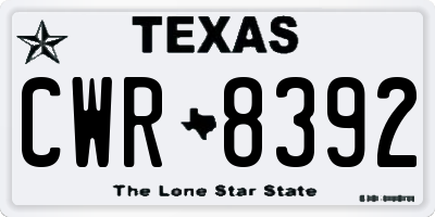 TX license plate CWR8392