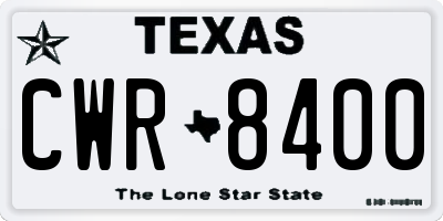 TX license plate CWR8400