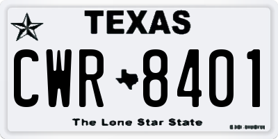 TX license plate CWR8401