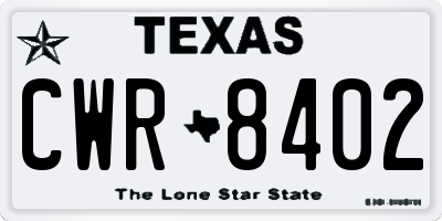 TX license plate CWR8402