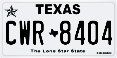 TX license plate CWR8404