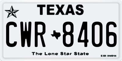 TX license plate CWR8406