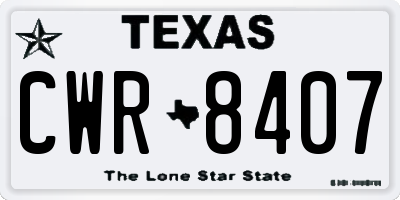 TX license plate CWR8407