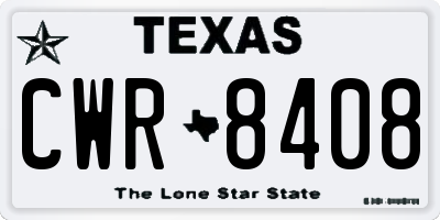 TX license plate CWR8408
