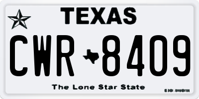 TX license plate CWR8409