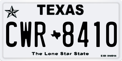 TX license plate CWR8410
