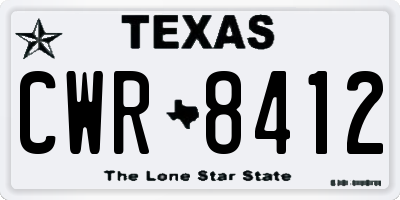 TX license plate CWR8412