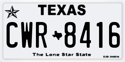 TX license plate CWR8416