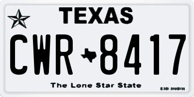 TX license plate CWR8417