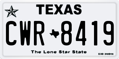 TX license plate CWR8419