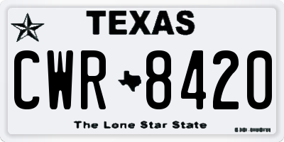 TX license plate CWR8420