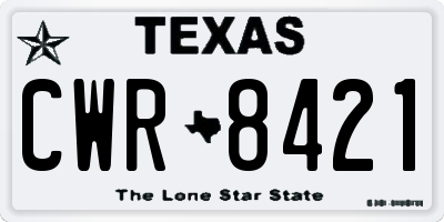 TX license plate CWR8421