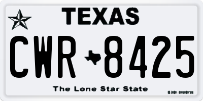 TX license plate CWR8425