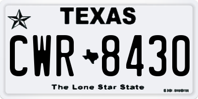 TX license plate CWR8430