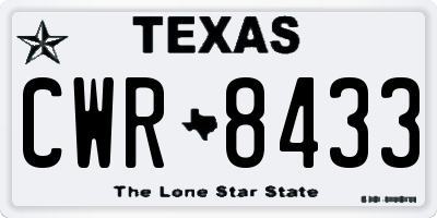TX license plate CWR8433