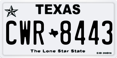 TX license plate CWR8443