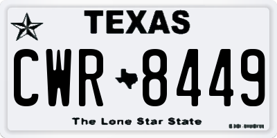 TX license plate CWR8449