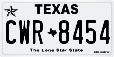 TX license plate CWR8454