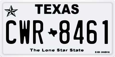 TX license plate CWR8461