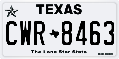 TX license plate CWR8463