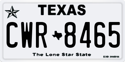 TX license plate CWR8465