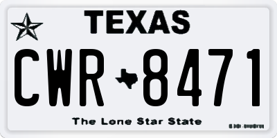TX license plate CWR8471