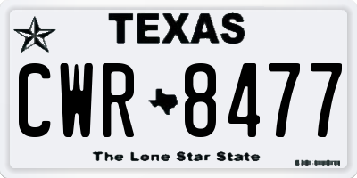 TX license plate CWR8477