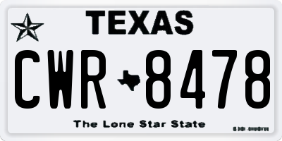 TX license plate CWR8478