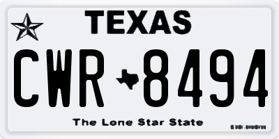 TX license plate CWR8494