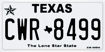 TX license plate CWR8499