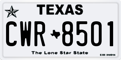 TX license plate CWR8501