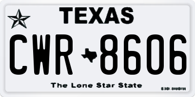 TX license plate CWR8606