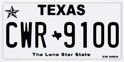 TX license plate CWR9100