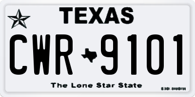 TX license plate CWR9101