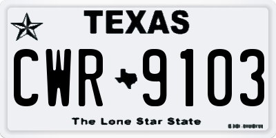 TX license plate CWR9103