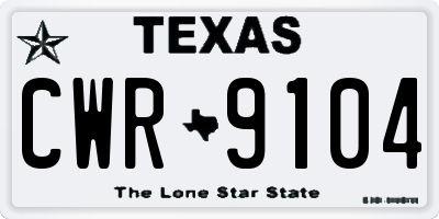 TX license plate CWR9104