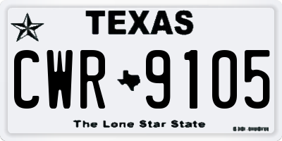 TX license plate CWR9105