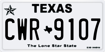 TX license plate CWR9107