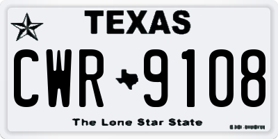 TX license plate CWR9108